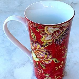 222 FIFTH GABRIELLE RED TALL LATTE MUG CUP COFFEE